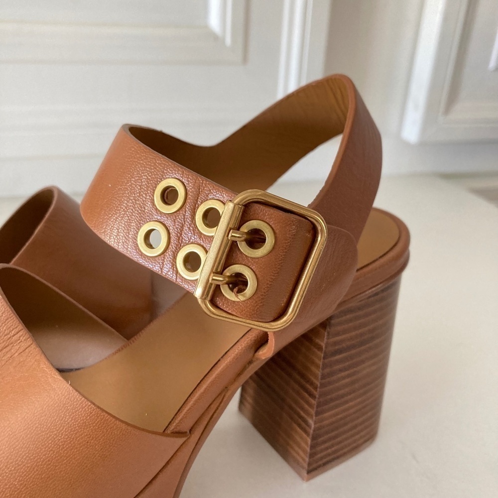 NWOT See By Chloe Anthropologie Lexi Brown Leather Rivet Heels Sz 36 - Picture 4 of 10